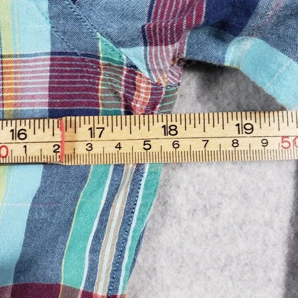 Ralph Lauren Sport Plaid Button Down Shirt Blue‎ Green Women's Size 6 Preppy - Picture 4 of 8
